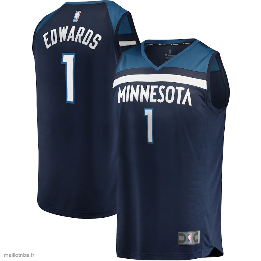 Maillot Minnesota Timberwolves Anthony Edwards Fanatics Branded Navy 2020 NBA Draft First Round Pick Fast Break Replica Jersey - Icon Edition